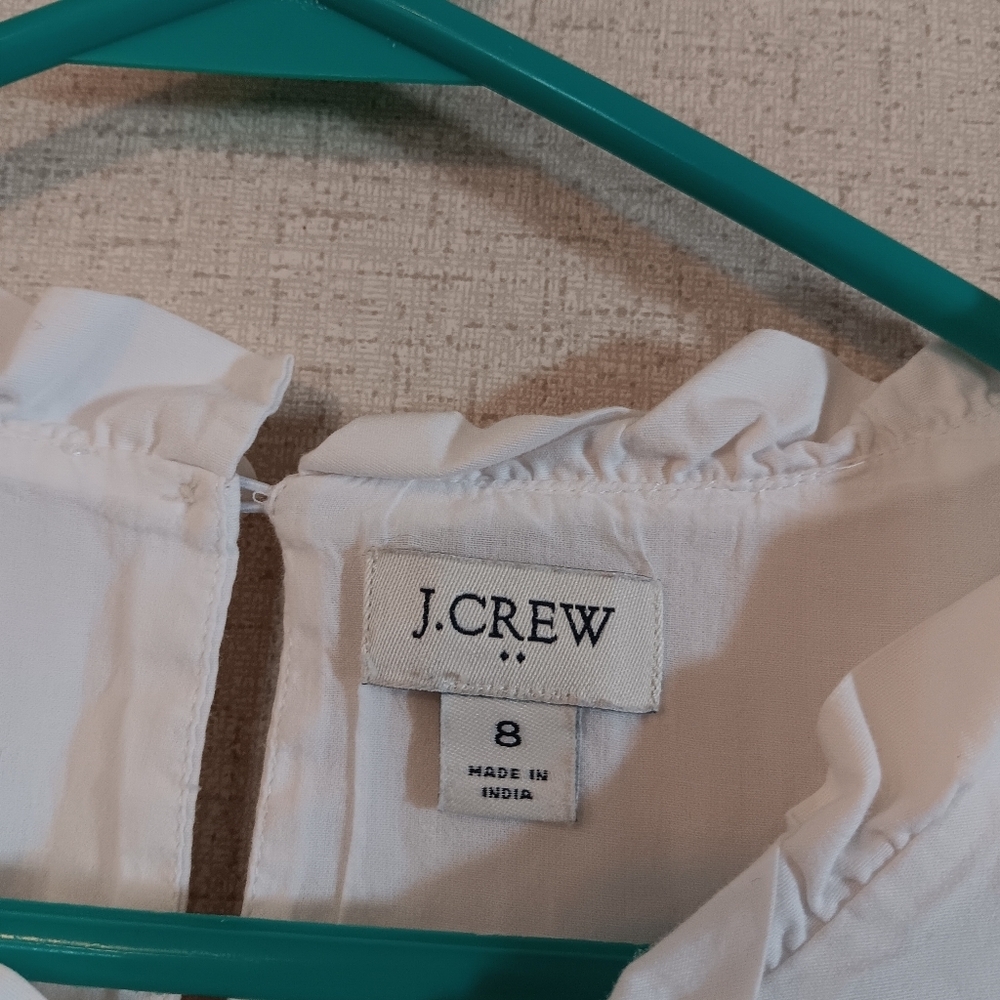 J Crew Dress Womens Sz 8 White Cottagecore Ruffle Tiered Lace - Picture 3 of 6